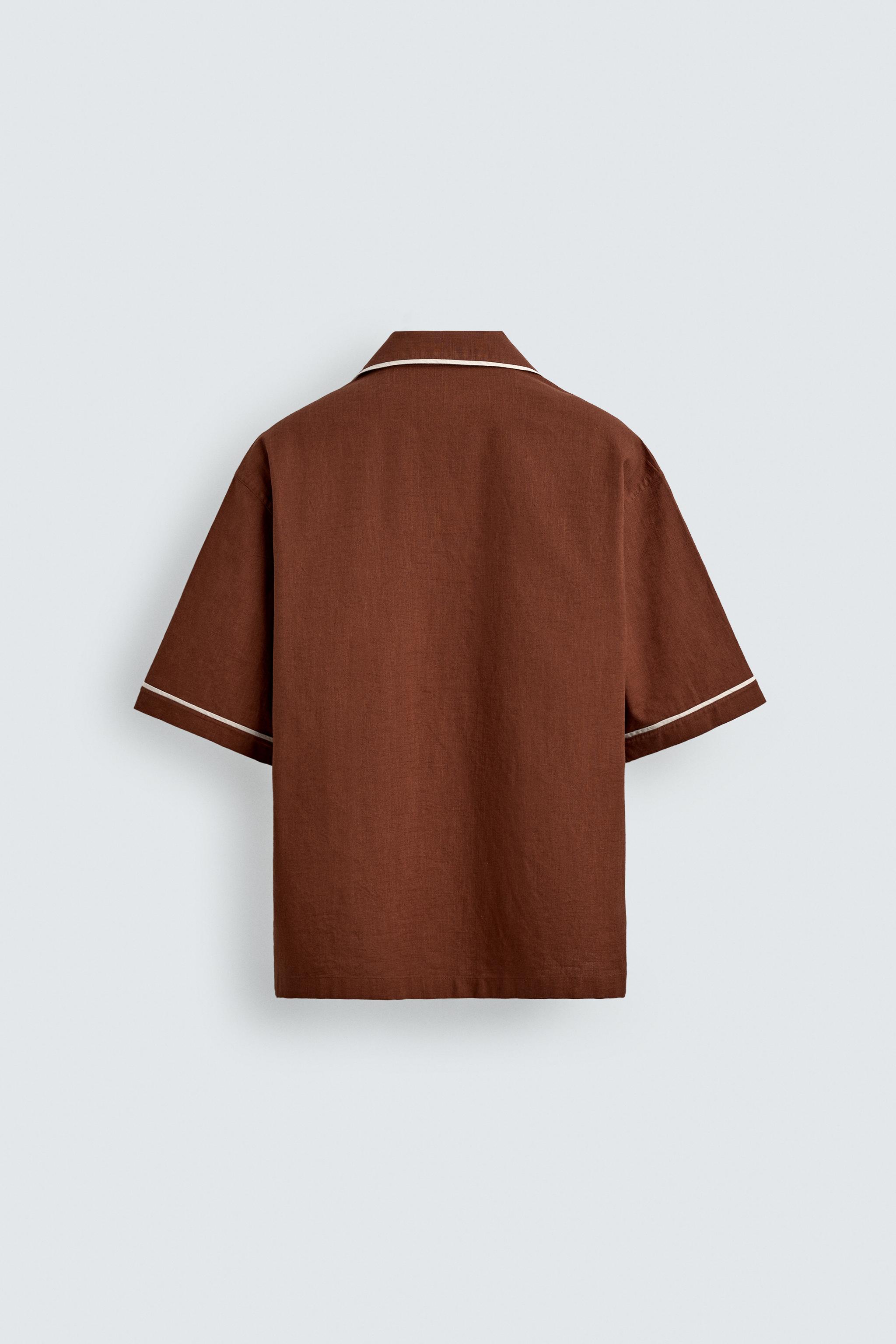 RELAXED FIT SHIRT WITH CONTRAST PIPING